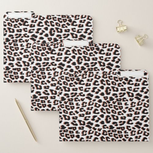 Black Brown and White Leopard Print  File Folder