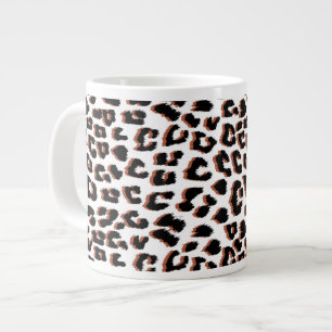Black Brown and White Leopard Print  Giant Coffee Mug