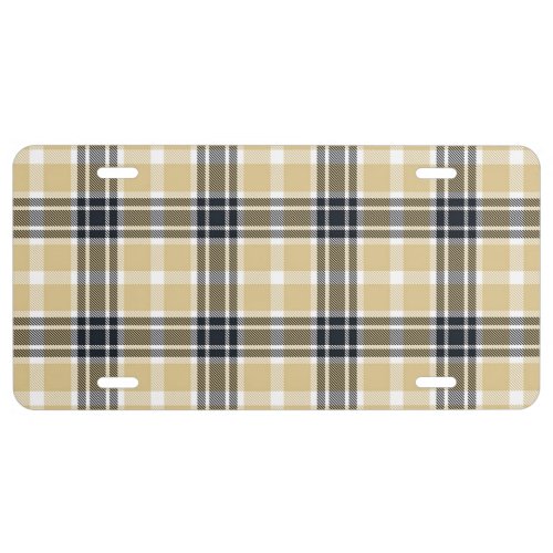 Black Brown and White Plaid License Plate