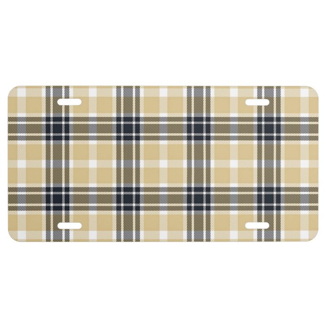 Black Brown and White Plaid License Plate (Front)