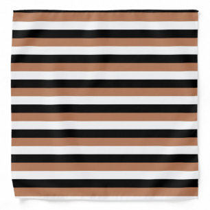 Black, Brown and White Stripes Bandana