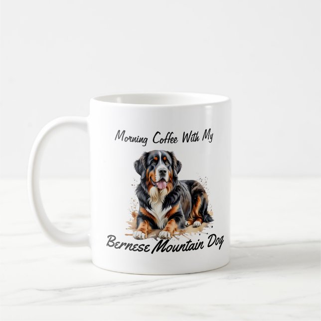 Black & Brown Bernese Mountain Dog PERSONALIZE Coffee Mug (Left)