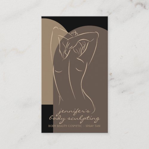 Black Brown Body Sculpting Contouring Spray Tan Business Card