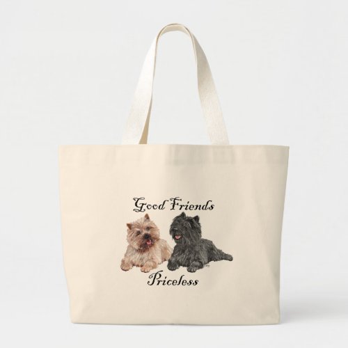 Black  Brown Cairn Terriers Large Tote Bag