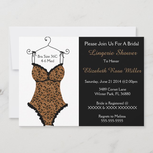 Black & Brown Corset Lingerie Bridal Shower Invite (Front)