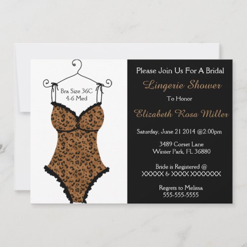 Black  Brown Corset Lingerie Bridal Shower Invite