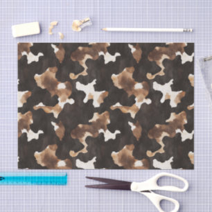 Black Brown Cream Cow Print Birthday Tissue Paper