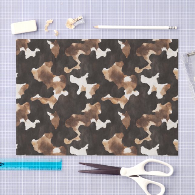 Black Brown Cream Cow Print Birthday Tissue Paper (Craft)