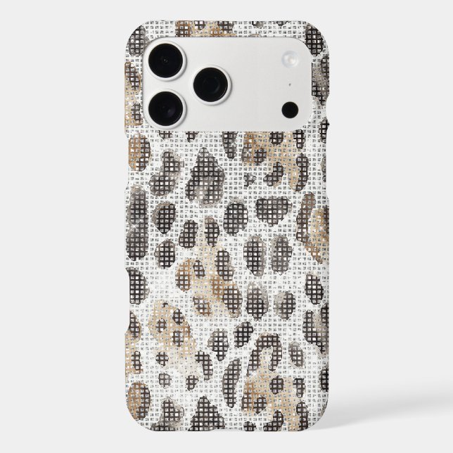 Black Brown Cream Leopard Animal Print Sparkle iPhone Case (Back)