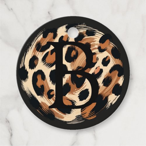 Black Brown Cream Painted Leopard Animal Print  Favor Tags