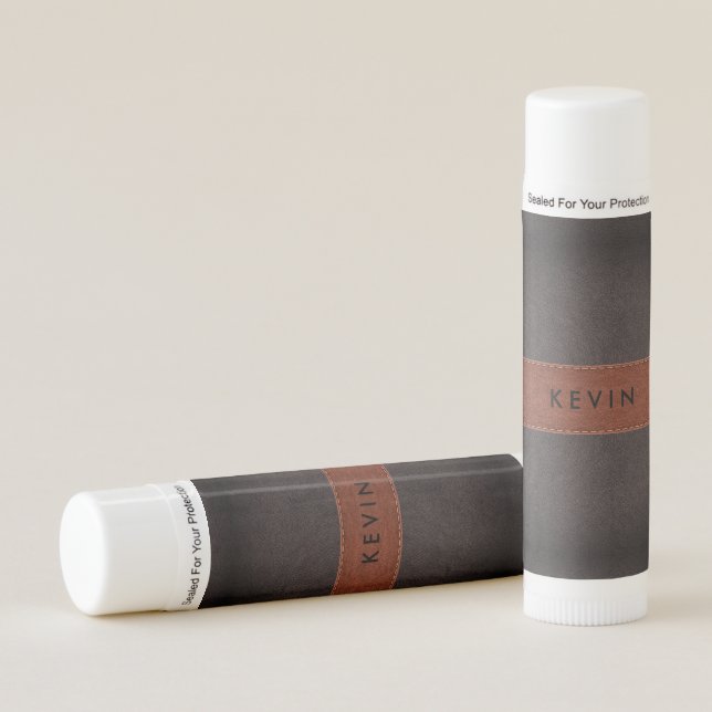 Black & Brown Faux Leather Lip Balm (Front)