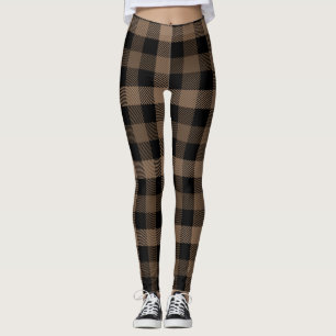 Black & Brown Gingham Shepherd's Plaid Leggings