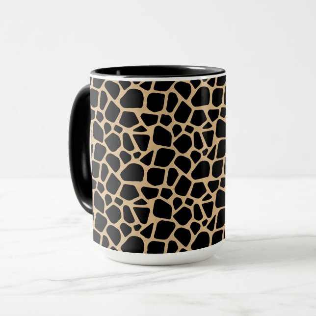 Black Brown Giraffe Print Mug (Front Left)