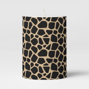 Black Brown Giraffe Print Pillar Candle