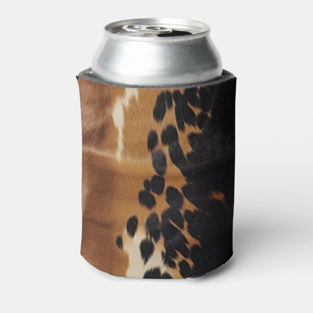 Black Brown Gold Cowhide  Can Cooler (Can Back)