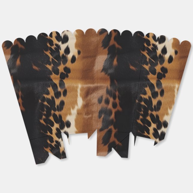 Black Brown Gold Cowhide  Favor Boxes (Unfolded)