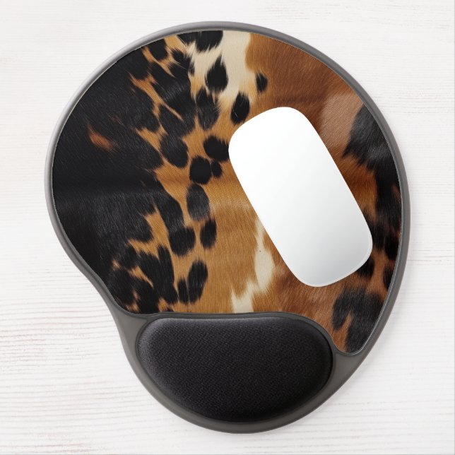 Black Brown Gold Cowhide  Gel Mouse Pad (Left Side)