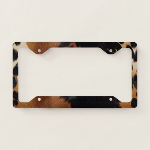 Black Brown Gold Cowhide  License Plate Frame