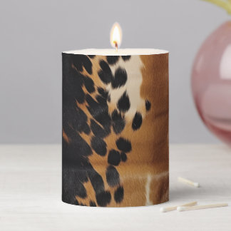 Black Brown Gold Cowhide Pillar Candle