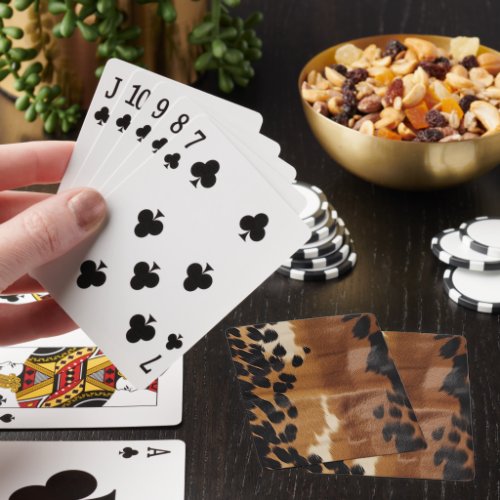 Black Brown Gold Cowhide  Poker Cards