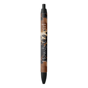 Black Brown Gold Cowhide Southwest  Pen