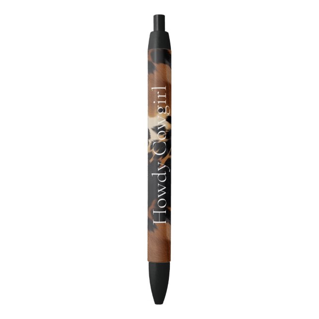 Black Brown Gold Cowhide Southwest  Pen (Front Vertical)