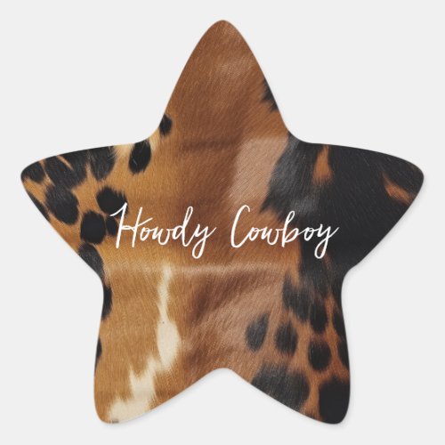 Black Brown Gold Cowhide  Star Sticker