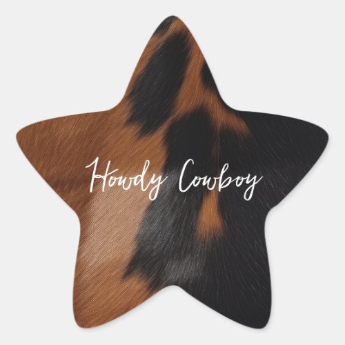 Black Brown Gold Cowhide  Star Sticker