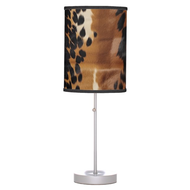 Black Brown Gold Cowhide  Table Lamp (Front)