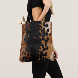 Black Brown Gold Cowhide Tote Bag