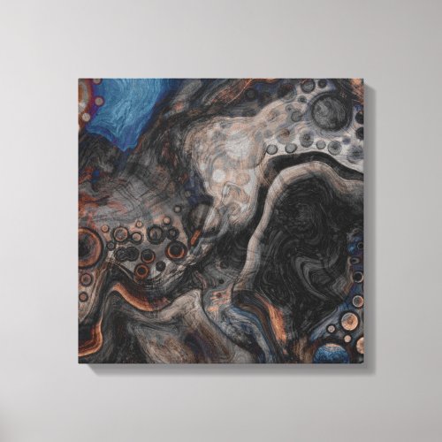 Black Brown Gray and Blue Abstract Modern Canvas Print