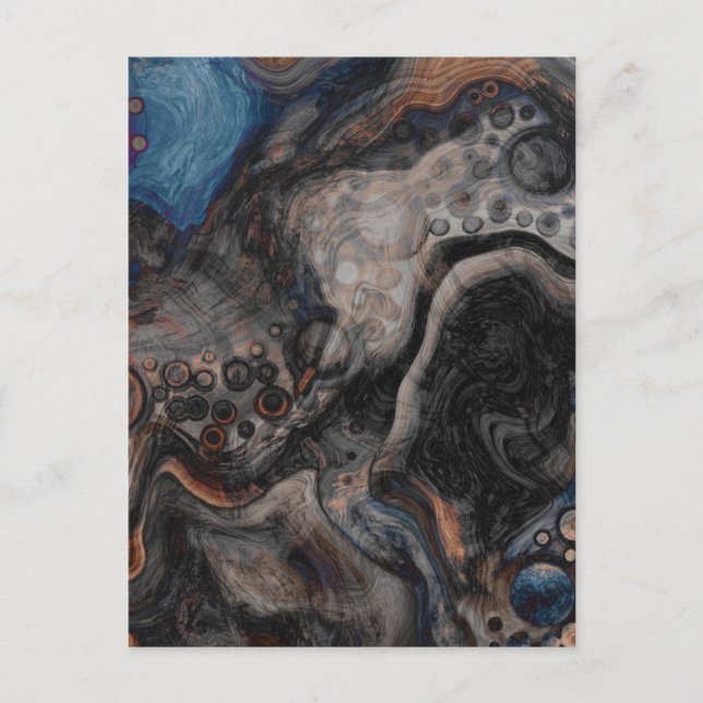 Black, Brown, Gray and Blue Abstract Modern  Postcard (Front)