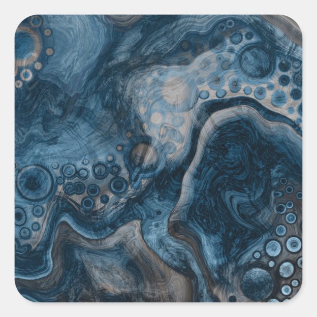 Black, Brown, Gray and Blue Abstract Modern    Square Sticker (Front)