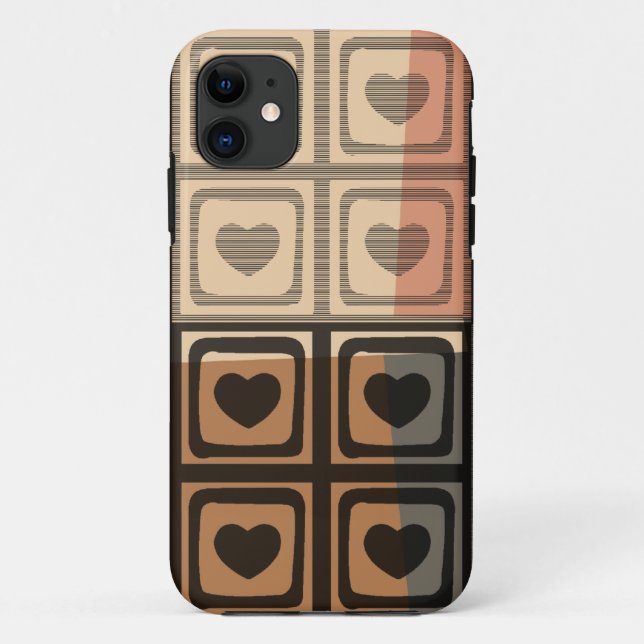 Black, brown, gray vintage hearts iphone case (Back)