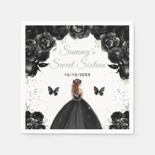 Black Brown Hair Princess Sweet Sixteen Napkins
