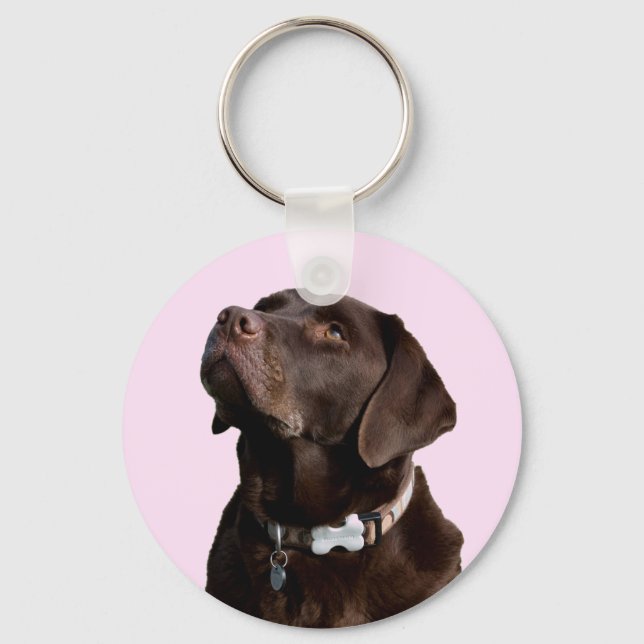 Black Brown Labrador Retriever Puppy Dog Keychain (Front)