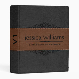 Black & Brown Leather Decorative Element Mini Binder