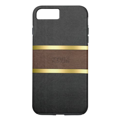 Black  Brown Leather Gold Accents iPhone 8 Plus7 Plus Case