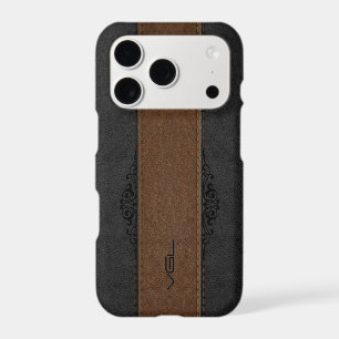 Black & Brown Leather Stripes Monogram Iphone 18 Pro Case