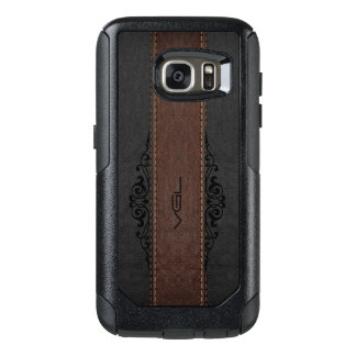 Black & Brown Leather Texture Monogram OtterBox Samsung Galaxy S7 Case