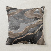 Black Brown Marble Agate Gold Glitter Glam #1