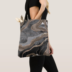 Black Brown Marble Agate Gold Glitter Glam #1  Tote Bag