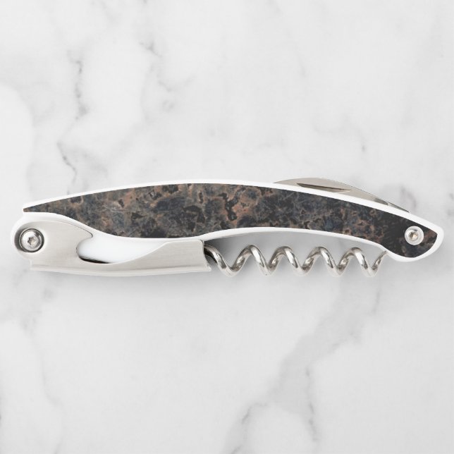 Black Brown Marble Pattern Elegant Waiter's Corkscrew (Front)