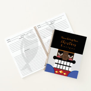 Black Brown Nutcracker Christmas Recipes Cookbook Notebook