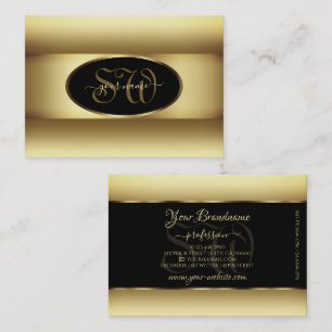 Black Brown Ombre Initials Dark Gold Decor Frame Business Card