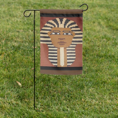 Black Brown Pharaoh King Tut Artisan Crochet Print Garden Flag