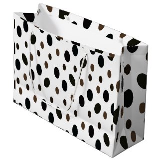 Black Brown Polka Dot Large Gift Bag