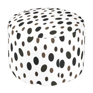 Black Brown Polka Dot Pouf