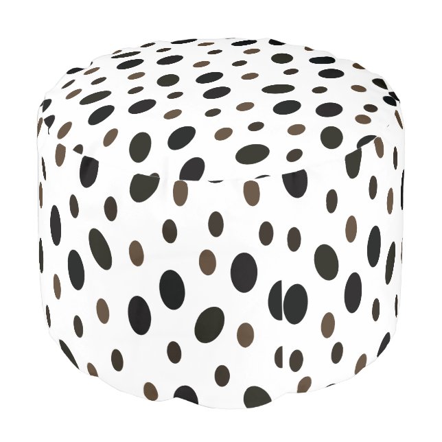 Black Brown Polka Dot Pouf (Angled Front)