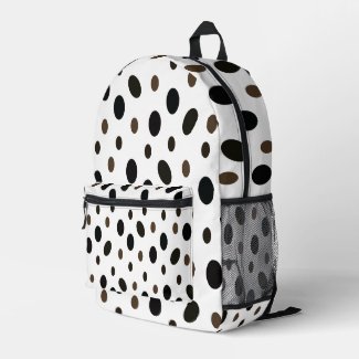 Black Brown Polka Dot Printed Backpack